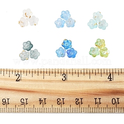 420色のフロスト透明アクリルビーズ6個  花  金箔  ミックスカラー  5.5~6x3mm  穴：1.5mm  70個/カラー&nbsp;OACR-FS0002-17A