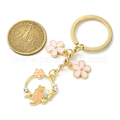 Cat & Flower Alloy Enamel with Rhinestone Keychain&nbsp;KEYC-JKC01099