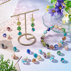 44Pcs 11 Colors Handmade Lampwork Inner Flower Rondelle Beads&nbsp;LAMP-TA0002-74