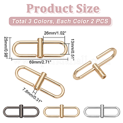 6Pcs 3 Colors Zinc Alloy Adjustable Alloy Clip Buckles for Bag Chain Strap&nbsp;DIY-WR0003-07