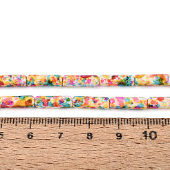 合成ターコイズビーズ連売り  スプレー塗装  コラム  カラフル  12.5~13x4mm  穴：0.9~1mm  約29個/連  14.37~14.76''（36.5~37.5センチメートル）&nbsp;TURQ-T005-01B-04