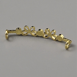 合金ラインストーン靴紐バックル  ゴールドカラー  靴の装飾  蝶結び  8x48x2mm  穴：4mm&nbsp;FIND-WH0148-112E