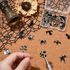 30pcs15スタイルハロウィーンテーマ合金エナメルペンダント  ライトゴールド  混合図形  14~26.5x9.5~26x1.5~1.7mm  穴：1.5~1.8mm  2個/スタイル&nbsp;ENAM-CJ0006-44