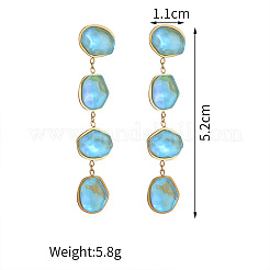 304 Stainless Steel & Glass Dangle Stud Earrings&nbsp;WGE7ABD-01