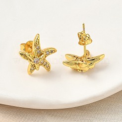 Brass Micro Pave Clear Cubic Zirconia Stud Earrings&nbsp;EJEW-A145-03D-G