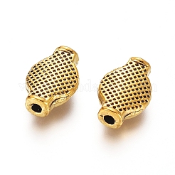 チベット風合金ビーズ  オーバル  アンティーク黄金  12x8x4mm  穴：1.8mm&nbsp;TIBEB-G013-05AG