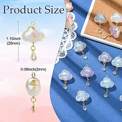15Pcs 5 Colors Transparent Acrylic with Brass Micro Pave Cubic Zirconia Pendants&nbsp;PALLOY-CJ00190