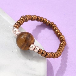 Natural & Synthetic Mixed Stone Stretch Rings&nbsp;X-RJEW-JR00255