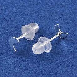 女性用高級シルバースタッドピアス999個  スタンプ999個付き  ムーン  5.5x3.5mm&nbsp;EJEW-S215-30S-03