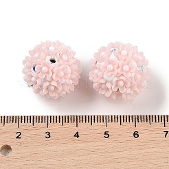 手作りの光るポリマー粘土のラインストーンファンシービーズ  ペンフォーカルビーズ  アクリルデイジーの花付き  ピンク  20~21mm  穴：2mm&nbsp;CLAY-H003-04E