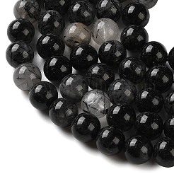 Natural Tourmalinated Quartz Beads Strands&nbsp;G-C268-B06-02