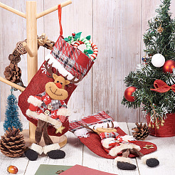 クリスマステーマの不織布バッグ  キャンディ保存用品  クリスマスの靴下  鹿  30~31cm&nbsp;ABAG-TAC0001-16A
