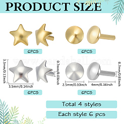 24Pcs 4 Style 925 Sterling Silver Flat Head Pins&nbsp;STER-ME0001-10