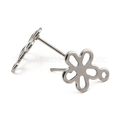 Non-Tarnish Flower Shape 201 Stainless Steel Stud Earrings Findings&nbsp;STAS-Q251-08P