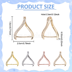 4Pcs 4 Colors Rack Plating Brass Micro Pave Cubic Zirconia Ice Pick Pinch Bails&nbsp;KK-YW0003-43