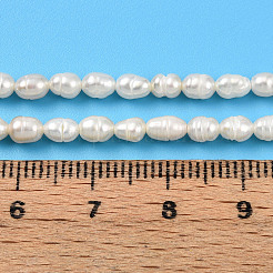天然養殖淡水パールビーズ連売り  ライス  乳白色  4~5x3~4mm  穴：0.5mm  約72~73個/連  12.99~13.27''（33~33.7センチメートル）&nbsp;PEAR-N012-03S
