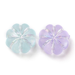 透明つや消しアクリルビーズ  ABカラーメッキ  花  ミックスカラー  13x13.7x6.3mm  穴：2.8mm  約700個/500g&nbsp;OACR-C013-31