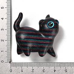 木製の猫の形の置物  プラスチックの目で  ホームデスクトップ装飾用  ブラック  38x19x41mm&nbsp;DJEW-D011-01A