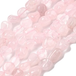 天然石ローズクォーツビーズ連売り  ナゲット  タンブルストーン  5~9x5~8.5x3~6mm  穴：0.8~0.9mm  約31個/連  7.87''（20センチメートル）&nbsp;G-P601-A05-02