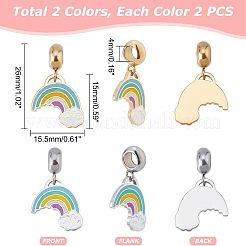 4Pcs 2 Colors 304 Stainless Steel European Dangle Charms&nbsp;STAS-UN0034-28