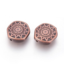 CCBプラスチックビーズ  花と六角形  赤銅鉱  18x17x5.5mm  穴：1.4mm&nbsp;CCB-E053-33R