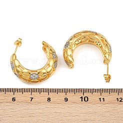 Brass Micro Pave Cubic Zirconia C-Shaped Stud Earrings&nbsp;EJEW-L275-08G