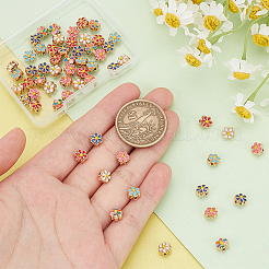 60Pcs 6 Colors Light Gold Tone Alloy Enamel Beads&nbsp;ENAM-PH0002-63