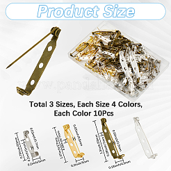鉄製ブローチ金具 120種類 12個  バックバーピン  ミックスカラー  20~33x4.5~5x5~7mm  10個/スタイル&nbsp;IFIN-SP0001-31