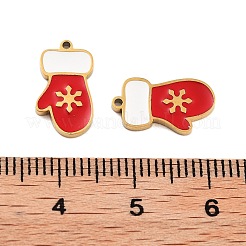 イオンプレーティング（IP）304ステンレスペンダント  クリスマステーマのエナメルチャーム  ゴールドカラー  グローブ  14x8x1.5mm  穴：1mm&nbsp;STAS-S140-03E