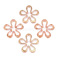 透明なアクリルビーズ  ゴールドライン入り  花  ダークサーモン  42x43x6.5mm  穴：2mm  約160個/500g&nbsp;AC-N166-10C
