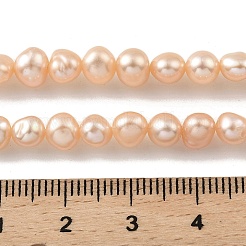 天然養殖淡水パールビーズ連売り  研磨両側  ライトサーモン  5~5.5mm  穴：0.5mm  約33個/連  6.69''（17センチメートル）&nbsp;PEAR-A006-05