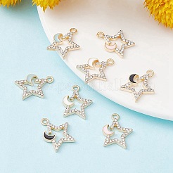 8Pcs 4 Colors Rack Plating Alloy Rhinestone Pendants&nbsp;ENAM-YW0003-24