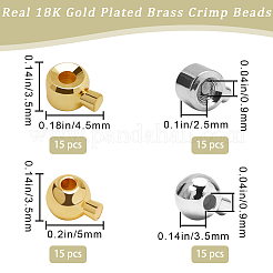 60Pcs 4 Styles Brass Crimp Beads&nbsp;KK-BBC0023-35