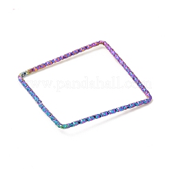 304ステンレススチールリンクリング  テクスチャ  正方形  虹色  33x33x1mm&nbsp;STAS-Z041-04B-RC
