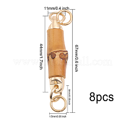 竹製コネクターチャーム8個  黄金トーン合金パーツ  竹の棒リンク  砂茶色  67mm&nbsp;WOOD-CA0001-67