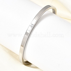 304ステンレススチール製カフバングル  女性用プレーンバングル  ステンレス鋼色  内径：1.57x2.30インチ（4x5.85cm）&nbsp;BJEW-H644-08P