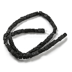 天然溶岩岩ビーズ連売り  キューブ  4~5x4~5x4~5mm  穴：0.8mm  約85個/連  15.35インチ（39cm）&nbsp;G-C084-E08-02