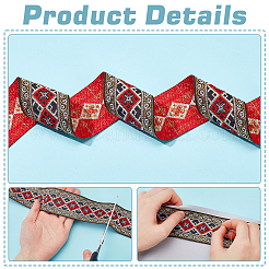 7M Ethnic Style Polyester Rhombus Jacquard Ribbon&nbsp;OCOR-WH0086-98A