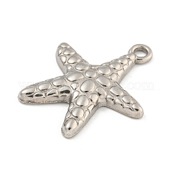 変色しない304ステンレススチールペンダント  ヒトデチャーム  ステンレス鋼色  23x19.5x3mm  穴：2mm&nbsp;STAS-I307-520P