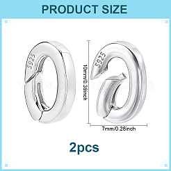 スターリングシルバーのスプリングゲートリング  オーバル  プラチナ  10x7mm&nbsp;STER-WH0004-081