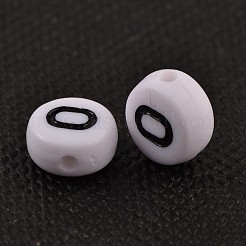 アクリルビーズ  横穴付き  文字L  フラットラウンド  文字.o  7x4mm  穴：1mm  約146個/20g&nbsp;Y-PL37C9070-O