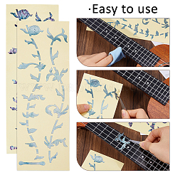 ギター指板装飾用 4枚4色紙絵ステッカー  花  ミックスカラー  250x92x0.2mm  1枚/色&nbsp;STIC-FH0001-31