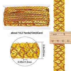 プラスチックスパンコールビーズ  スパンコールビーズ  装飾アクセサリー  3列パレットロール  フラットラウンド  ゴールド  20x1.2mm  13m /カード&nbsp;OCOR-WH0079-78D