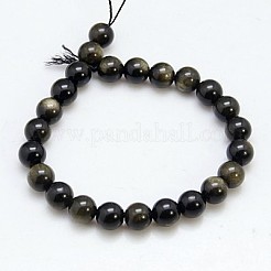 Natural Golden Sheen Obsidian Beads Strands&nbsp;X-G-C076-12mm-5