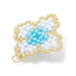 Handmade Glass Seed Beaded Quatrefoil Pattern Pendants&nbsp;PALLOY-MZ00965-01