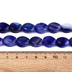 染色・加熱された天然瑪瑙ビーズ連売り  ツイスト  ブルー  13.5~15x11~13x11~13mm  穴：1~1.2mm  約28個/連  15.35~15.55インチ（39~39.5cm）&nbsp;G-N359-14A-01