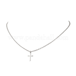 304 Stainless Steel Cross Pendant Cable Chain Necklaces&nbsp;NJEW-JN05844