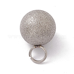 変色しない304ステンレススチールペンダント  テクスチャ  丸いチャーム  ステンレス鋼色  12x8mm  穴：2.5mm&nbsp;STAS-E179-04E-P
