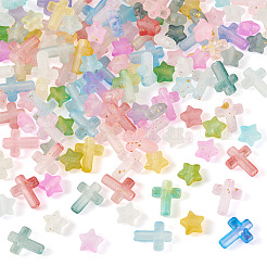 200Pcs 2 Styles Gradient Color Transparent Acrylic Beads&nbsp;OACR-TA0004-85