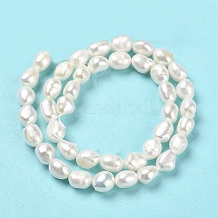 天然養殖淡水パールビーズ連売り  研磨両側  グレード3a+  ベージュ  7.5~8x6~6.5mm  穴：0.6mm  約43個/連  13.39~13.58インチ（34~34.5cm）&nbsp;PEAR-E016-110